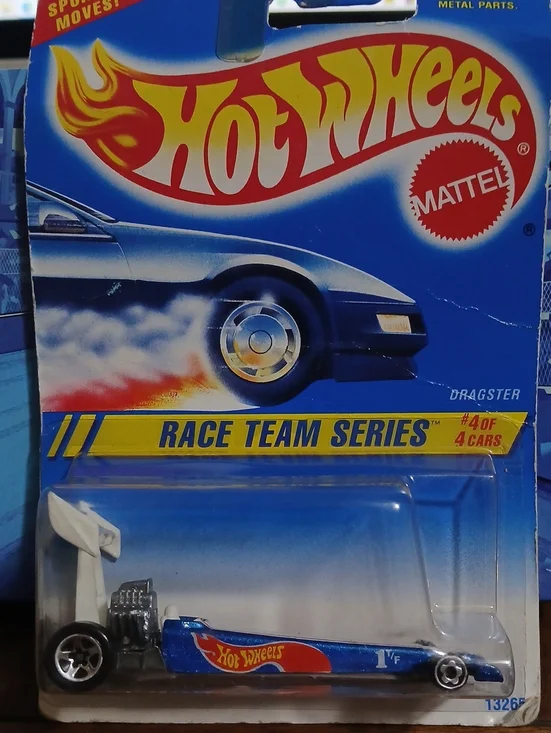 Hot Wheels Dragster Toy Car by Mattel - Blue with Red and Yellow Flames