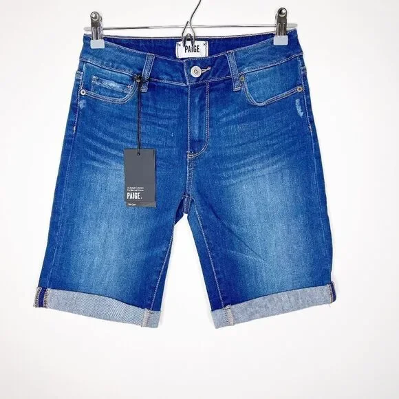 PAIGE Jax Cuffed Hem Denim Bermuda Shorts