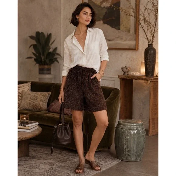 ANTHROPOLOGIE MAEVE Women's New Size XS Long Shorts Tinsel High Rise Pull On