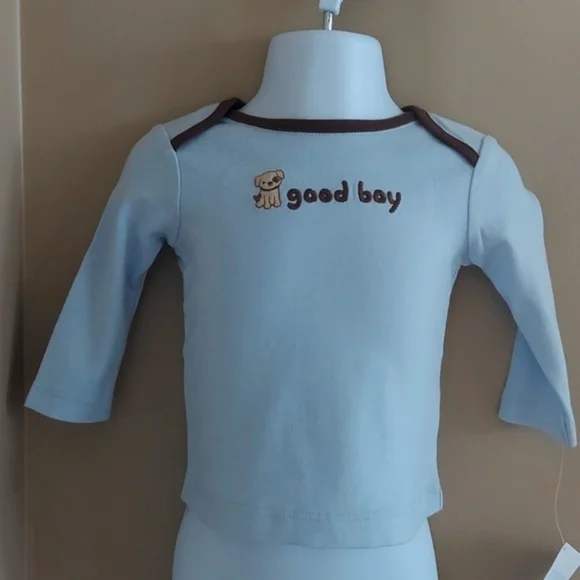 Gymboree puppy dog long sleeve shirt good boy - pale blue - size 3-6 mos