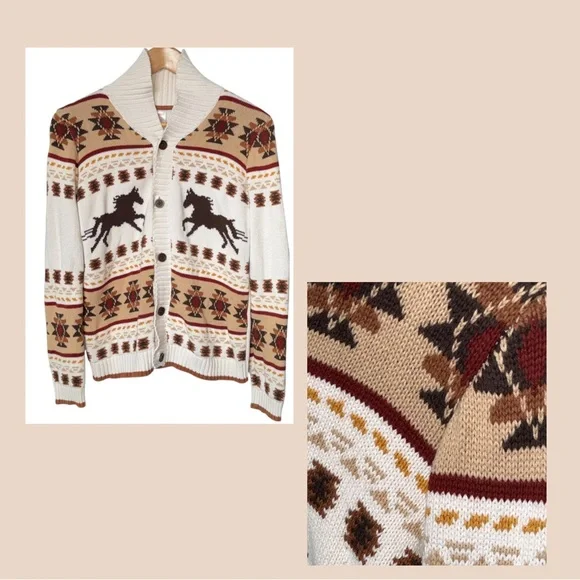 GYMBOREE  Boys Horse Cardigan - Western Skies - Size 12