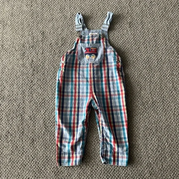 Vintage Gymboree Rainbow Tag Train Overalls. Size‎ XS. 12-18 Months