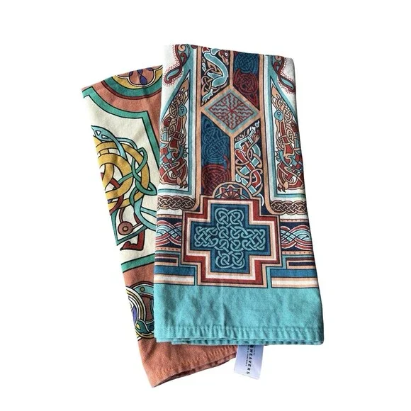 Ulster Weavers Celtic Tea Towels Set of 2 Irish Knot Cross 100% Cotton Kitchen