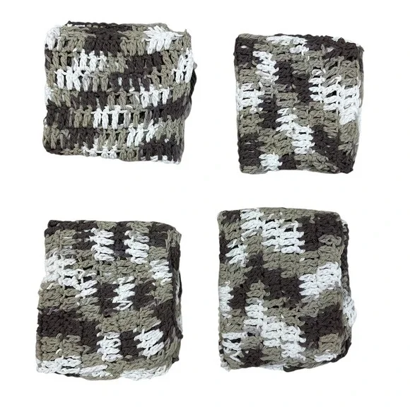 Set of Three Handmade Crochet Dishshcloths Cotton‎ Face Cloths Spa