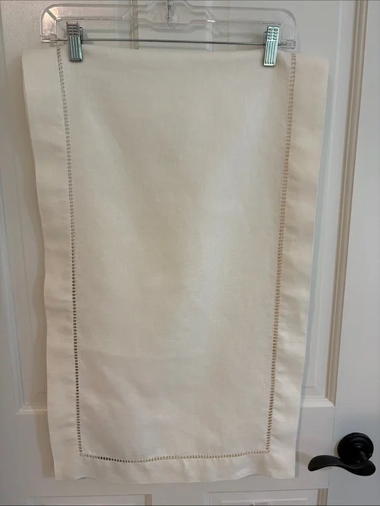 Pottery Barn Belgian Linen Table Runner in Classic Ivory - 16” X 108”