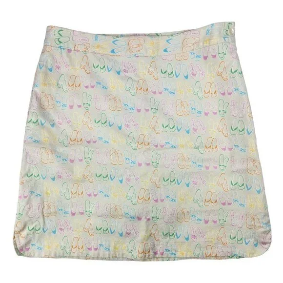 EP Pro Stretch Cotton Golf‎ Skort Skirt Size 6 Multicolor Shoe Pattern