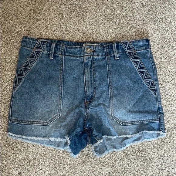 Knox Rose Blue Denim Jean Shorts with Trim