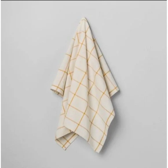 Hearth Hand Magnolia Flour Sack Kitchen Towel Dishtowel Yellow Cream‎ Check