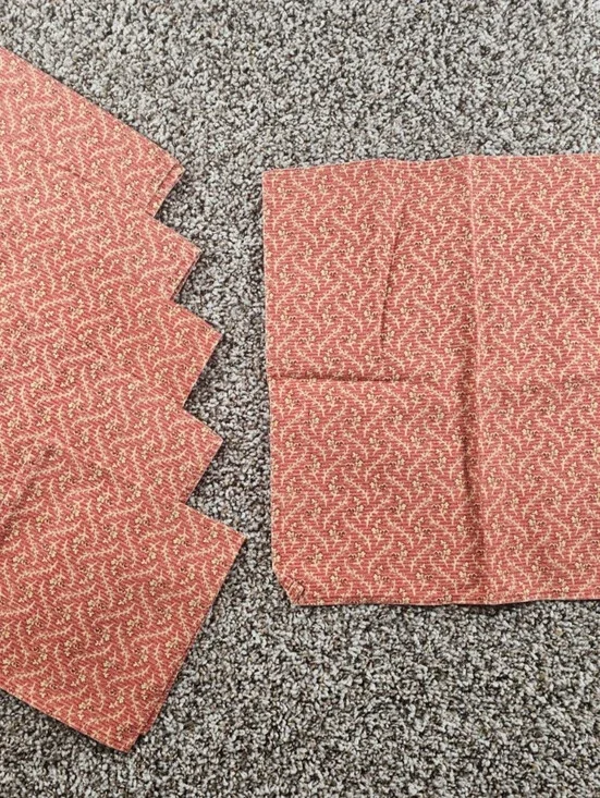 Set of 6 Vintage Fabric Table Napkins Light Coral Pink textured Cottagecore