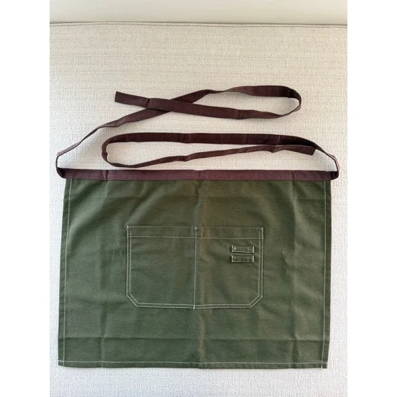 Kloth Studio Luxury Kitchen Waist Half Apron Hunter Green Long Ties Server