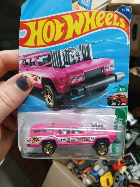Hot Wheels Pink Custom Station Wagon Toy Car - Collectible Die-Cast