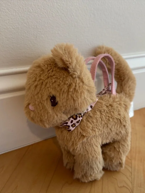 Gymboree Plush Tan Kitty Toy Purse with Pink Handles