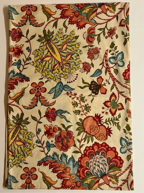 Pottery Barn Retired 18”x 108” Palampore Cream Table Runner w/ Botanical Print