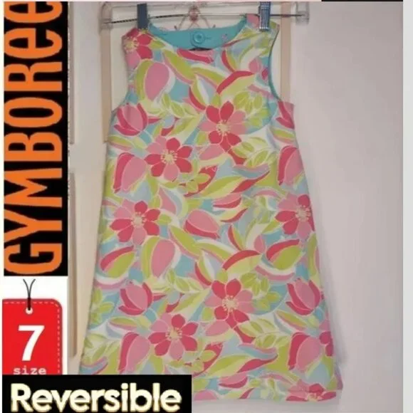 🎁 10/$25 Reversible Gymboree dress. Size medium 7/8. Tropical. Sleeveless.