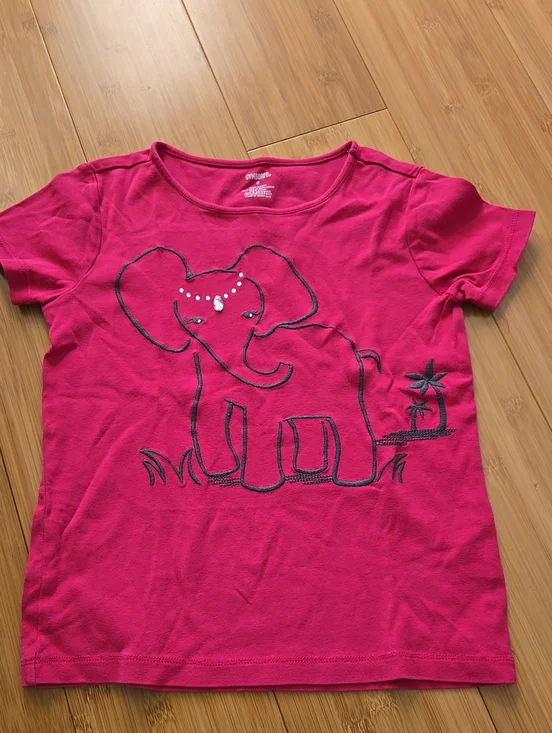 Girls' Hot Pink Elephant Tee - 8