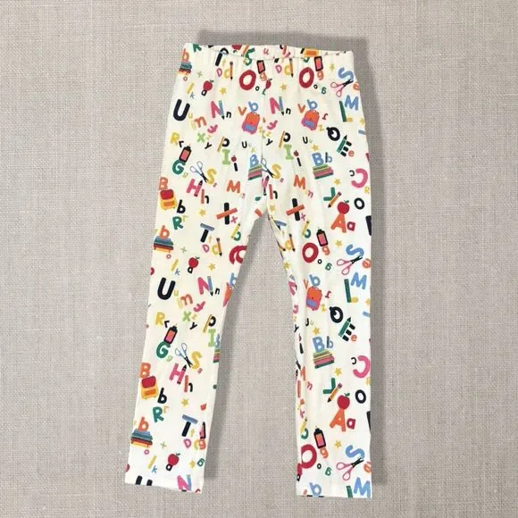 Gymboree Alphabet Print Leggings White Multicolor Toddler Girls 3T School