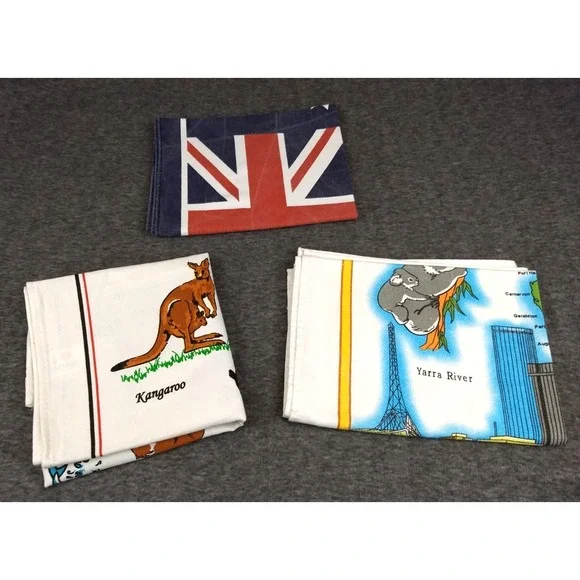 Kitchen Tea Towel Lot of 3 Australia Souvenir 100% Cotton Map Flag Koala Bear