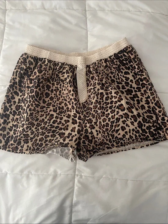 Sanctuary Beige and Gray Leopard-Print Lounge Shorts