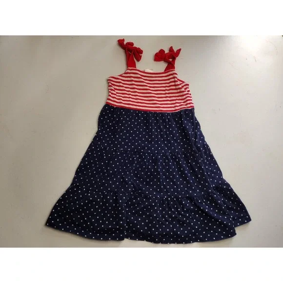 Gymboree Girls 3T Red White Blue Stars Stripes Patriotic Tiered‎ Sun Dress