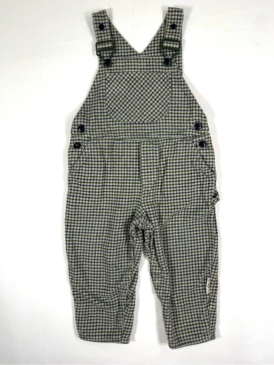VINTAGE GYMBOREE Boys Plaid Flannel Overalls XS 12-18m 90s Cottagecore Classic
