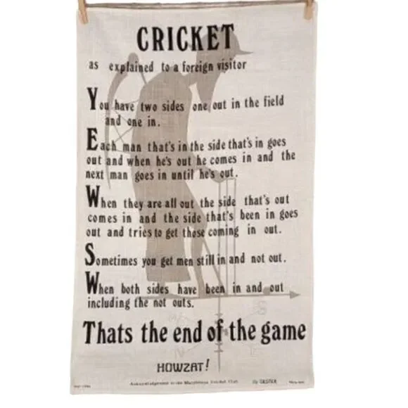 Ulster Cricket 6082 Tea Towel Irish Linen Marlebone Club Funny Humor 18.5x29