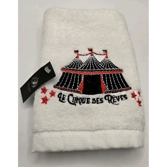 Le Cirque des Reves Embroidered Hand Towel White Circus Carnival Gothic Decor