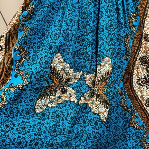 Apron Maxi Tie Smocked Festival Boho Butterfly Prairie Cottage Core Hippie VTG