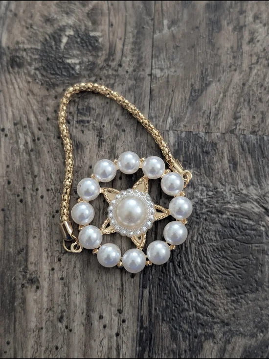 Napkin Rings Gold Pearl Star