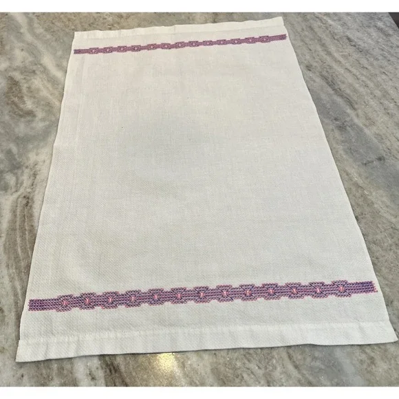 Kitchen Tea Towel White Swedish Huck Weave 17