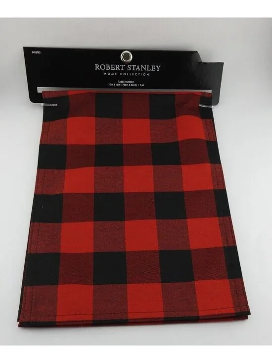 New Table Runner Red Black Buffalo Check Plaid Fabric Robert Stanley 70