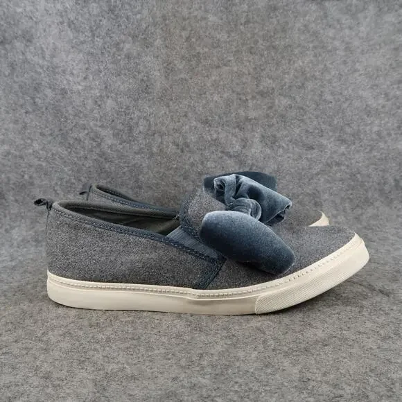 Gymboree Shoes Kids 4 Casual Sneakers Slip On Velvet Bow Fashion Lifestyle Grey