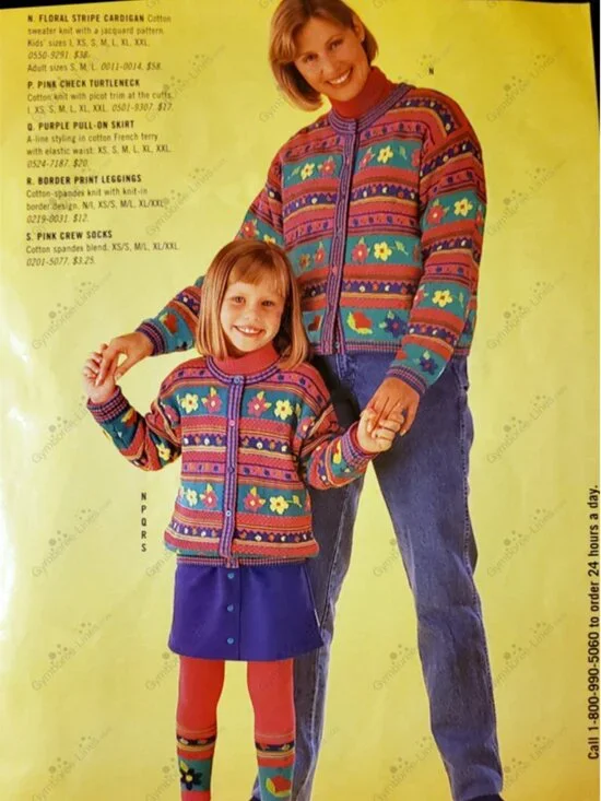 Gymboree 1996 Winter Bouquet Cardigan Floral Knit Sweater Rainbow Tag Kids M