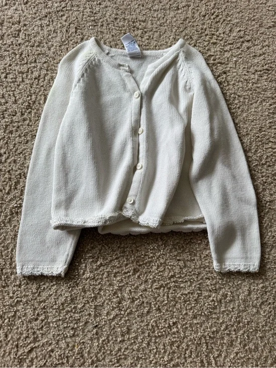 Gymboree Cream Ribbed Cotton Button-Up sweater
