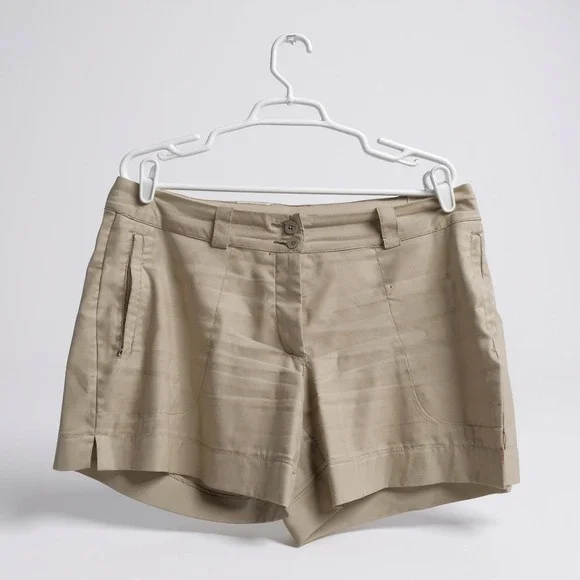 Nike Golf Shorts Athletic Preppy Tan Khaki Zipper Pockets Size Medium M
