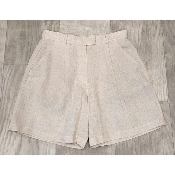 Brunello Cucinelli High-Waisted Linen Tailored Shorts Beige Size M MB650EP999