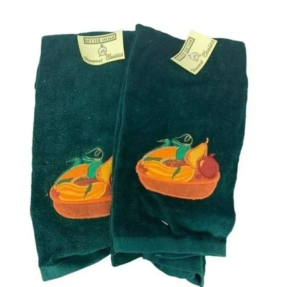 Better Home Harvest Fall Holiday Classic Veggie Basket Green Hand Towels‎