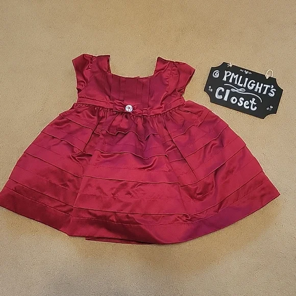 Gymboree Dress Dark Red 3-6 Month Cap Sleeves