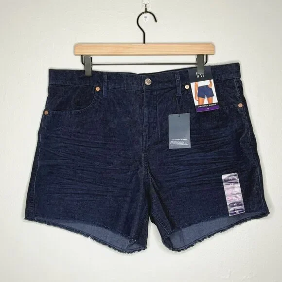 Gap Womens Corduroy Shorts 16 Blue Fringe Cowgirl Festival Summer‎ Nautical