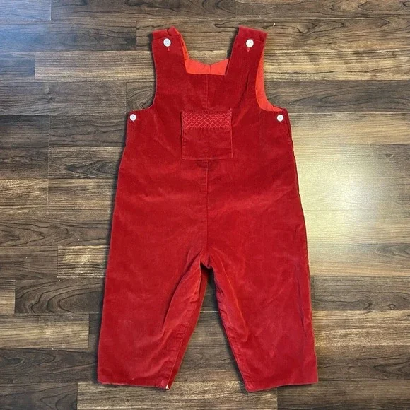 Avanini Romper Longall Red Velveteen Size 4 Red Christmas Holiday Jumper‎