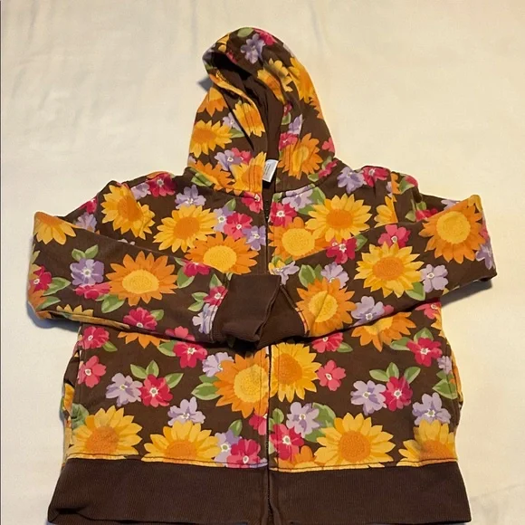 Gymboree Brown Hoodie with Colorful Floral Design