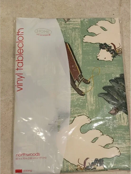 HOME for the HOLIDAYS NEW Vinyl Tablecloth 52x70  
