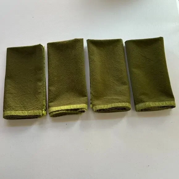 Sonoma Life+Style Solid Cotton Napkins Set Of 4 Olive Green Color