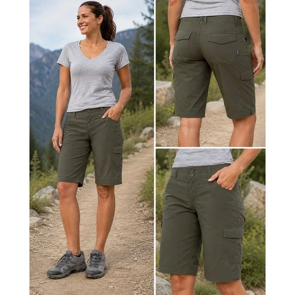 Patagonia Quandary Cargo Shorts Womens 8 Olive Green Hiking Outdoor 57246 SP12