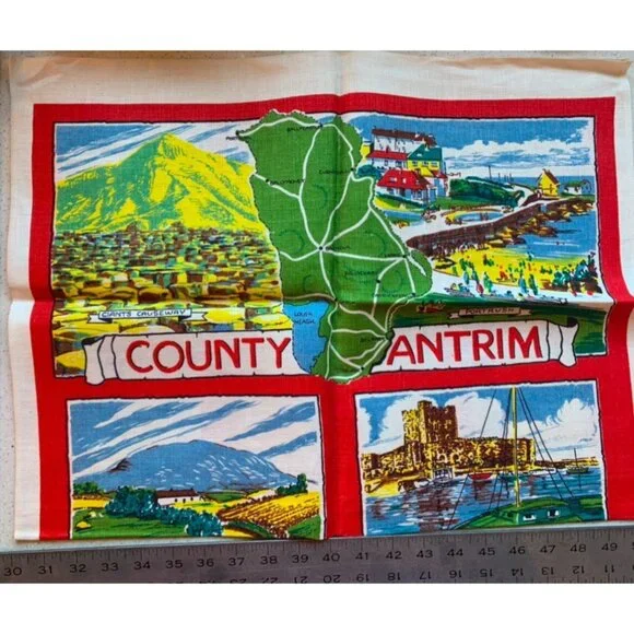 Vintage County Antrim Irish Linen Tea Towel 32
