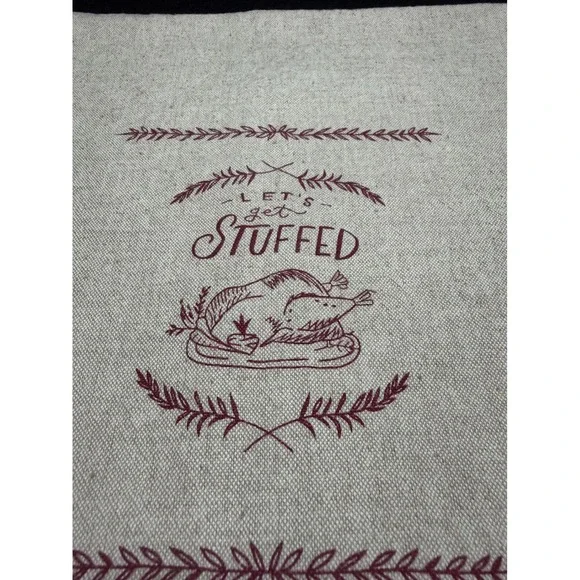 Thanksgiving Let's Get Stuffed Turkey Tea Towel Oatmeal Linen‎ Kitchen Decor