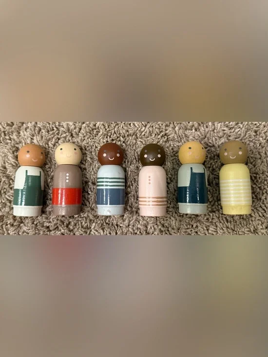 Hearth & Hand with Magnolia Wooden Family Peg Dolls Set of 6 Target Montessori