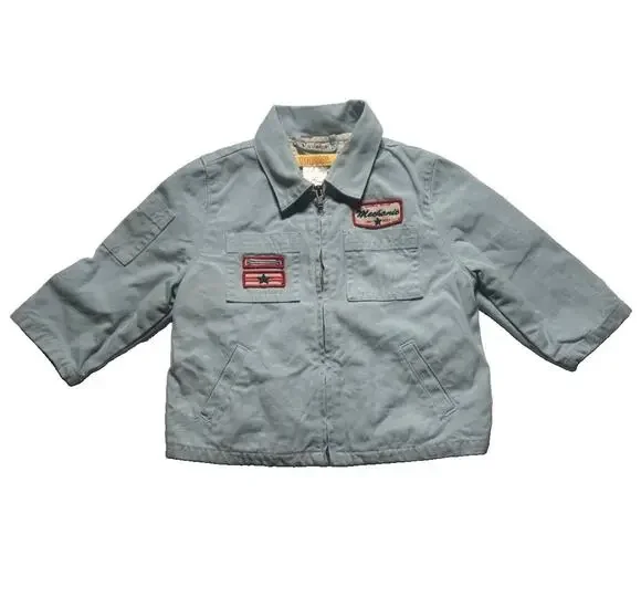 Gymboree Mechanic Jacket 12-18 Months Blue Zip Workwear Cars Lined Coat Toddler