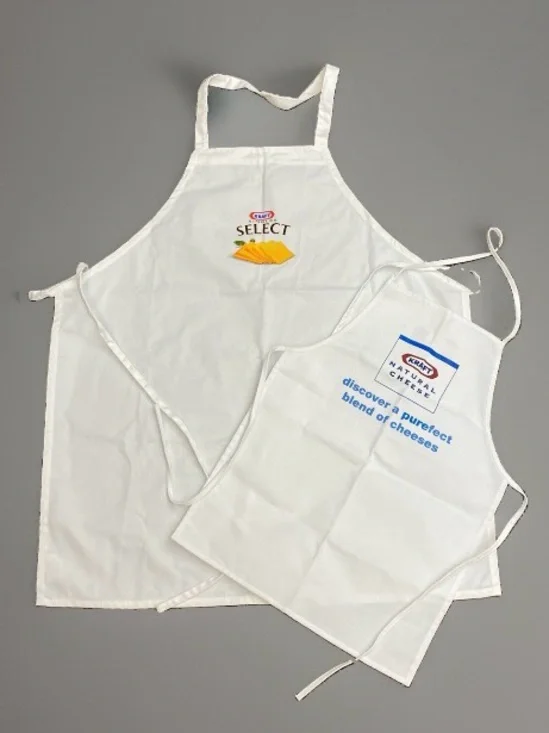 Vintage Kraft Cheese Promotional White Apron Set of 2 Adult & Child Apron Set
