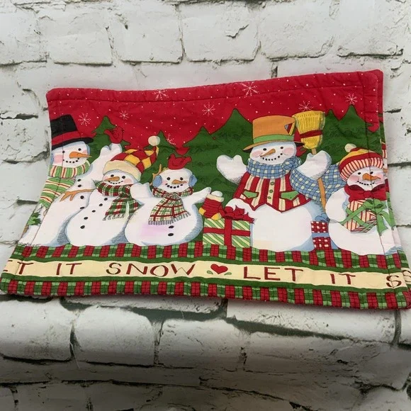 Vintage Christmas‎ Placemats Let It Snow Snowmen Lot Of 3