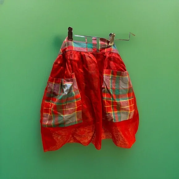 Half Christmas Apron‎ Holiday can be worn on both sides pockets Vintage